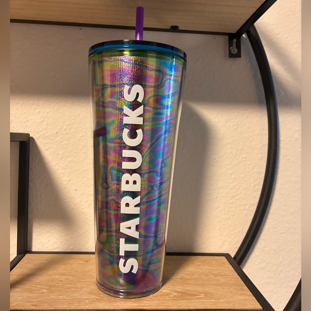 Starbucks Holographic Tumbler with Purple Straw